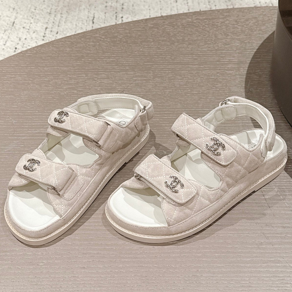 Chanel 2026 Velcro Beach Sandals Suede Leather 762931