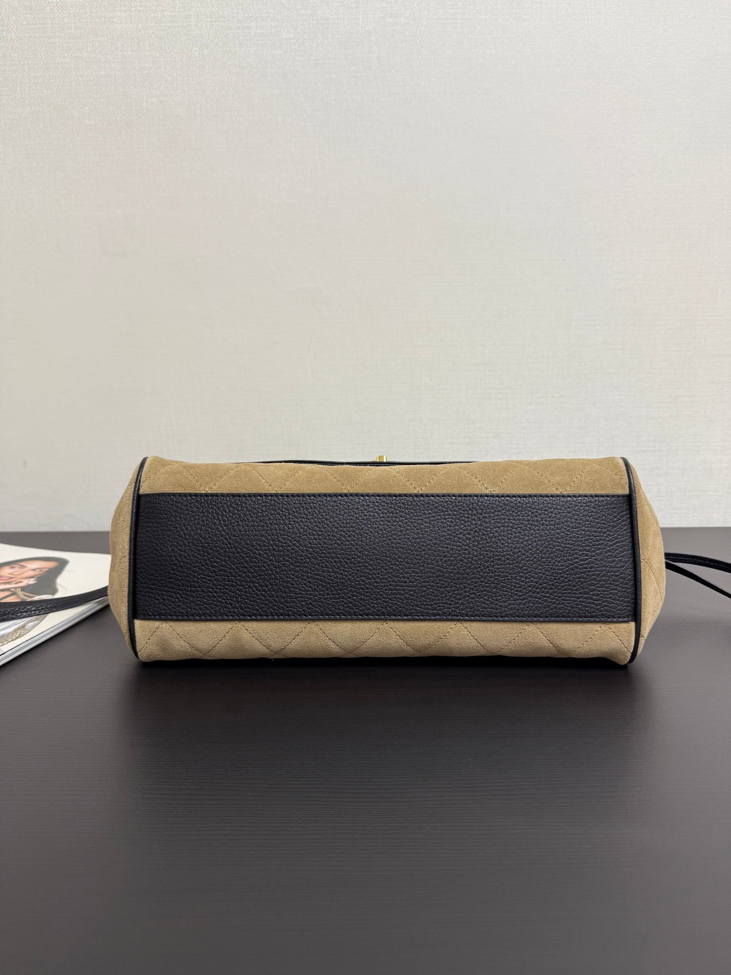 Chanel 2026 Urban Essential East West Bag 31cm Black Beige Suede Leather