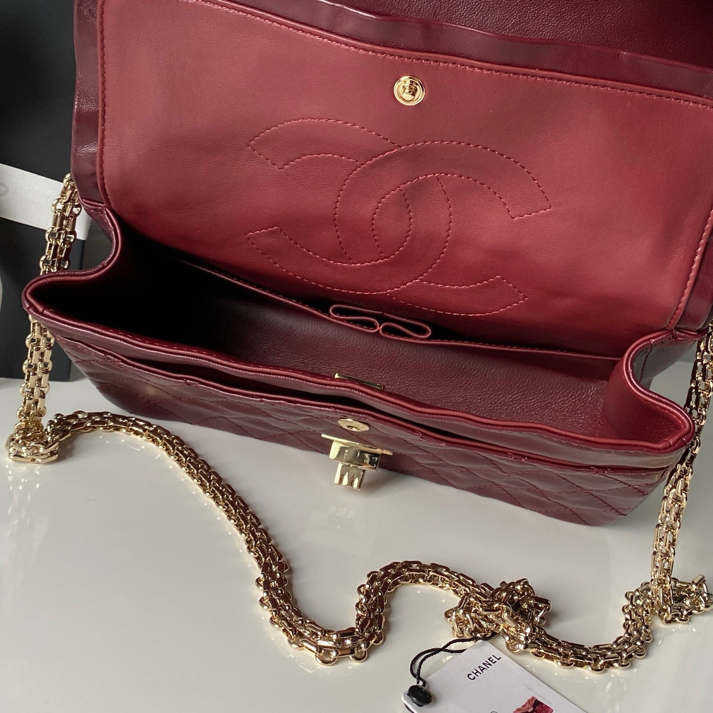 Chanel 2026 2.55 Bag 24cm Burgundy Calfskin 367736