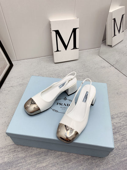 Prada 2026 Mary Jane Sandals 55 White Silver Sheepskin 731165