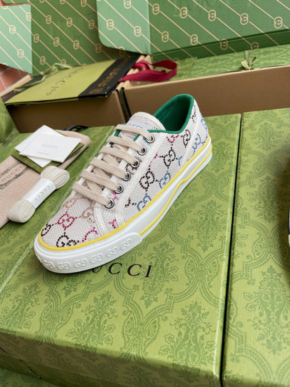 GG 26 Platform Sneaker Beige Multicolor Monogram Canvas 632833