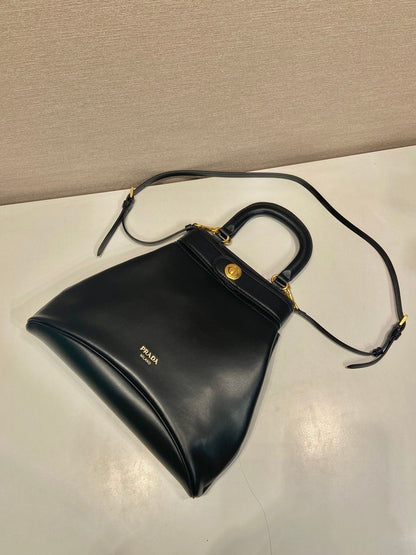 Prada 2026 Etude Tote Bag 31cm Black Calfskin 345464