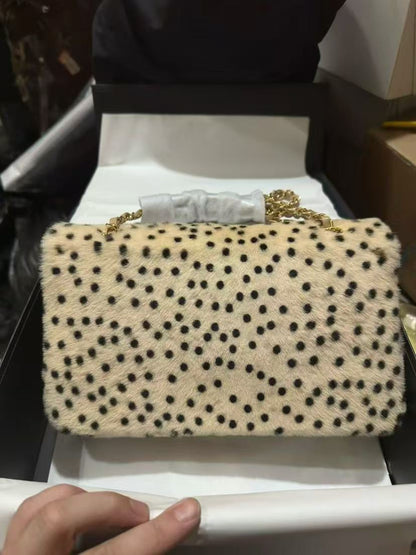 Chanel 2026 Cheetah Print Flap Bag Light Beige mix Black Calf Hair
