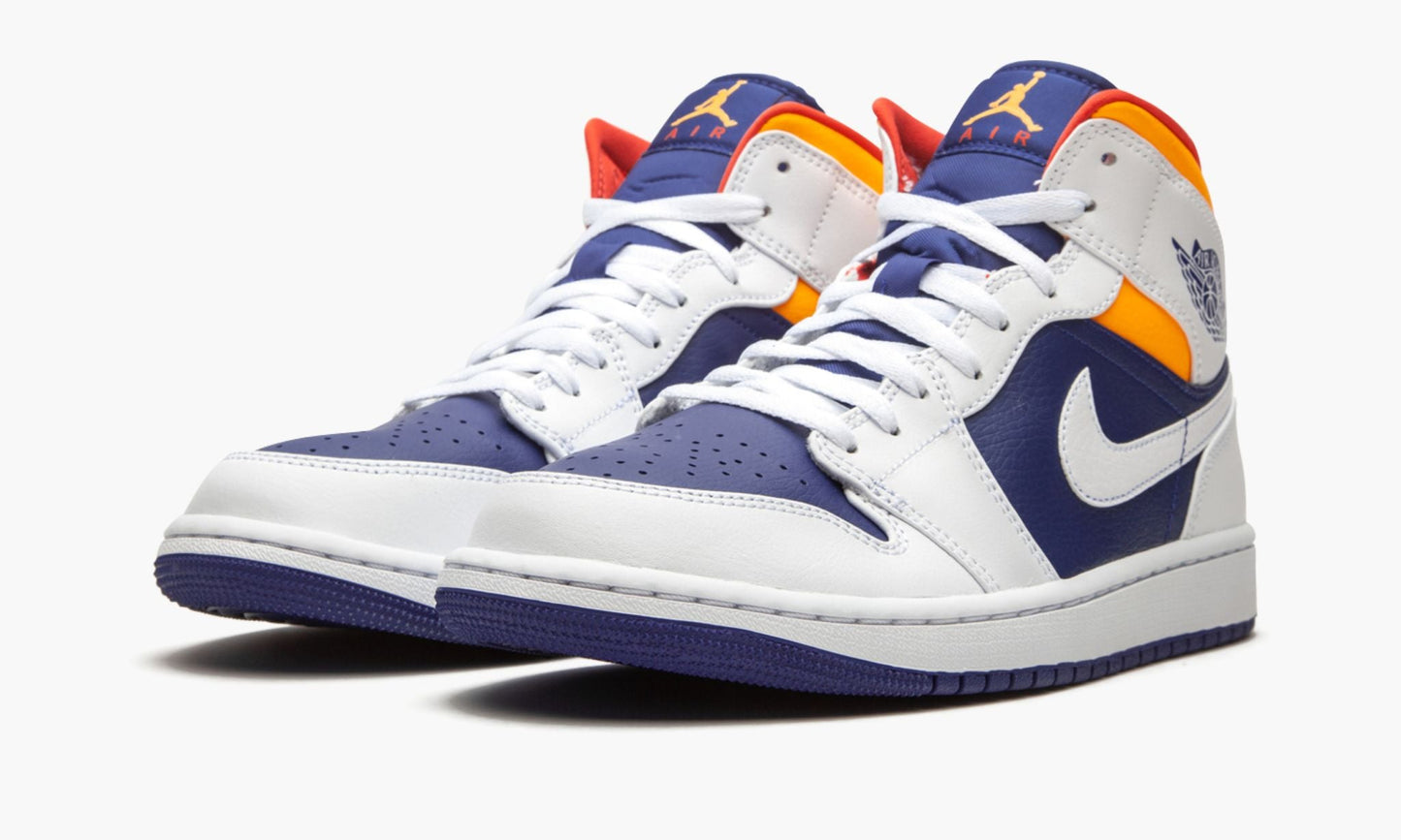 Air Jordan 1 Mid Royal Blue / Laser Orange Sneakers - Pro-Level