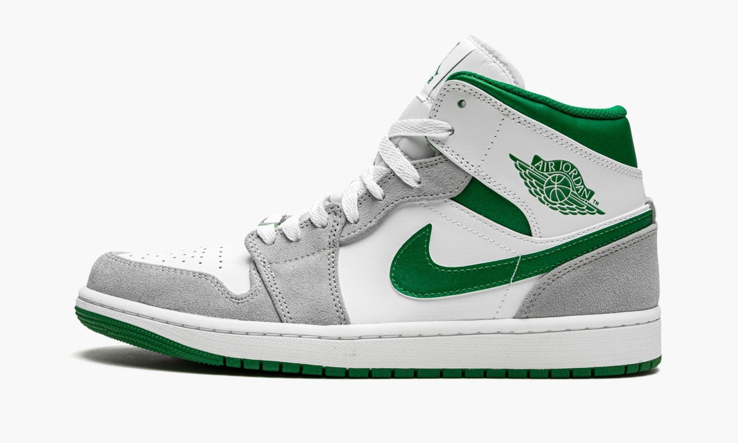 Air Jordan 1 MID SE “Grey / Pine Green / White” Sneakers - Vintage Inspired