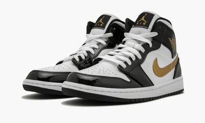 Air Jordan 1 Mid SE Black Gold Patent Leather Sneakers - Game Changer