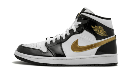 Air Jordan 1 Mid SE Black Gold Patent Leather Sneakers - Game Changer