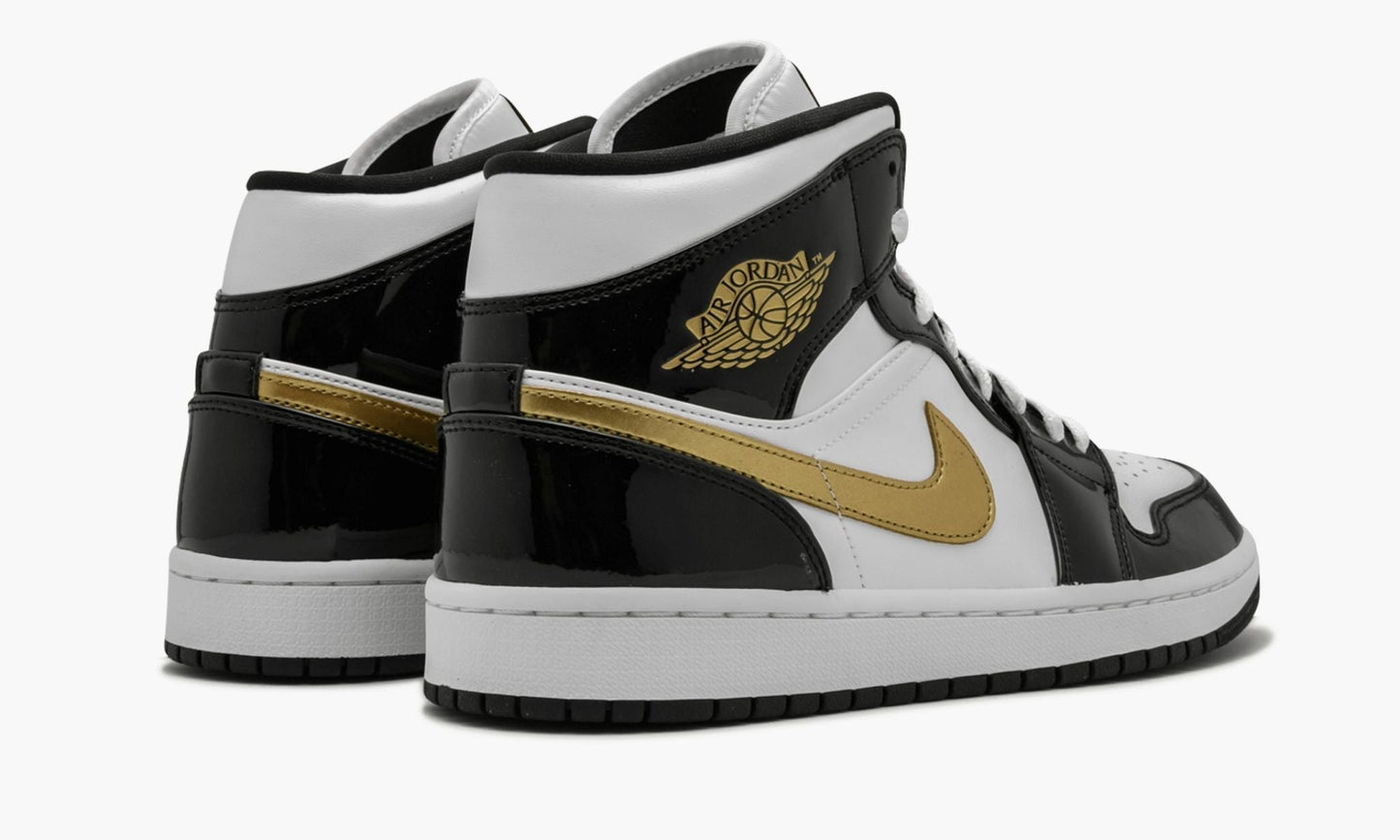 Air Jordan 1 Mid SE Black Gold Patent Leather Sneakers - Game Changer
