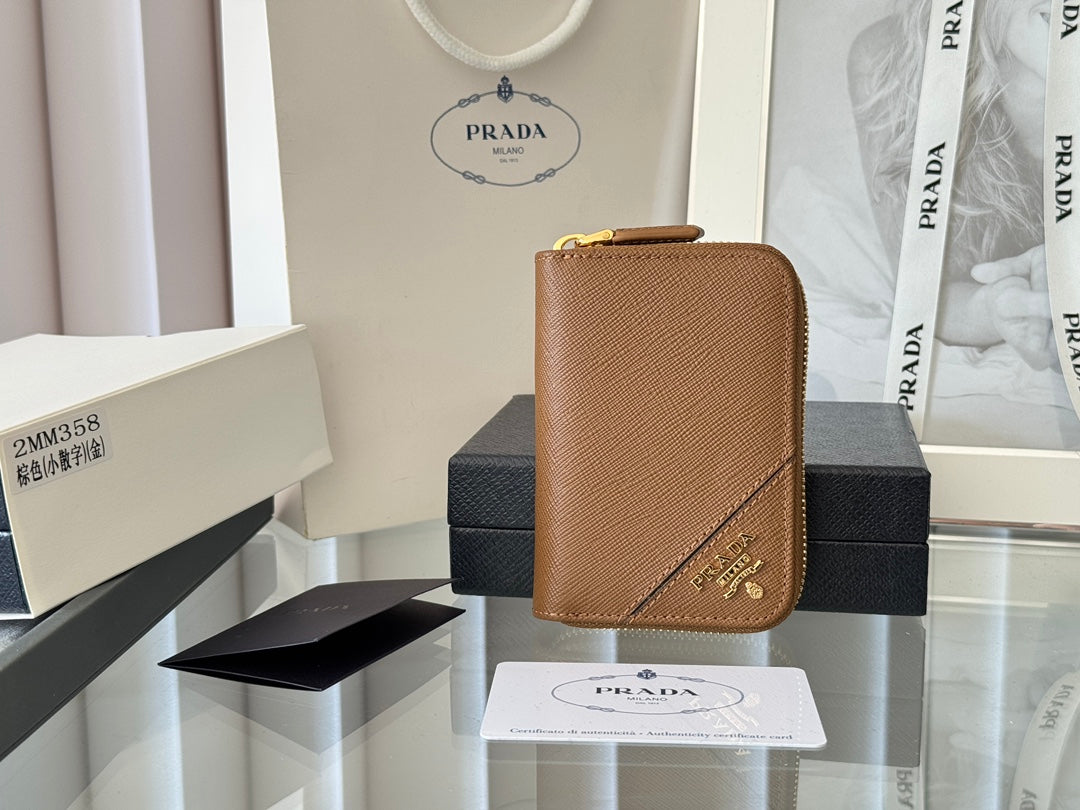 Prada 2026 Cardholder Zipper Bag 10cm Calfskin