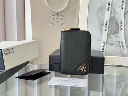 Prada 2026 Cardholder Zipper Bag 10cm Calfskin