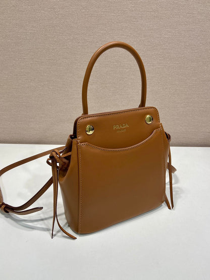 Prada 2026 Carry Bag 21cm Black White Brown Calfskin 351841
