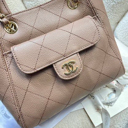 Chanel 2026 Shopping Bag 25cm Grained Calfskin Leather