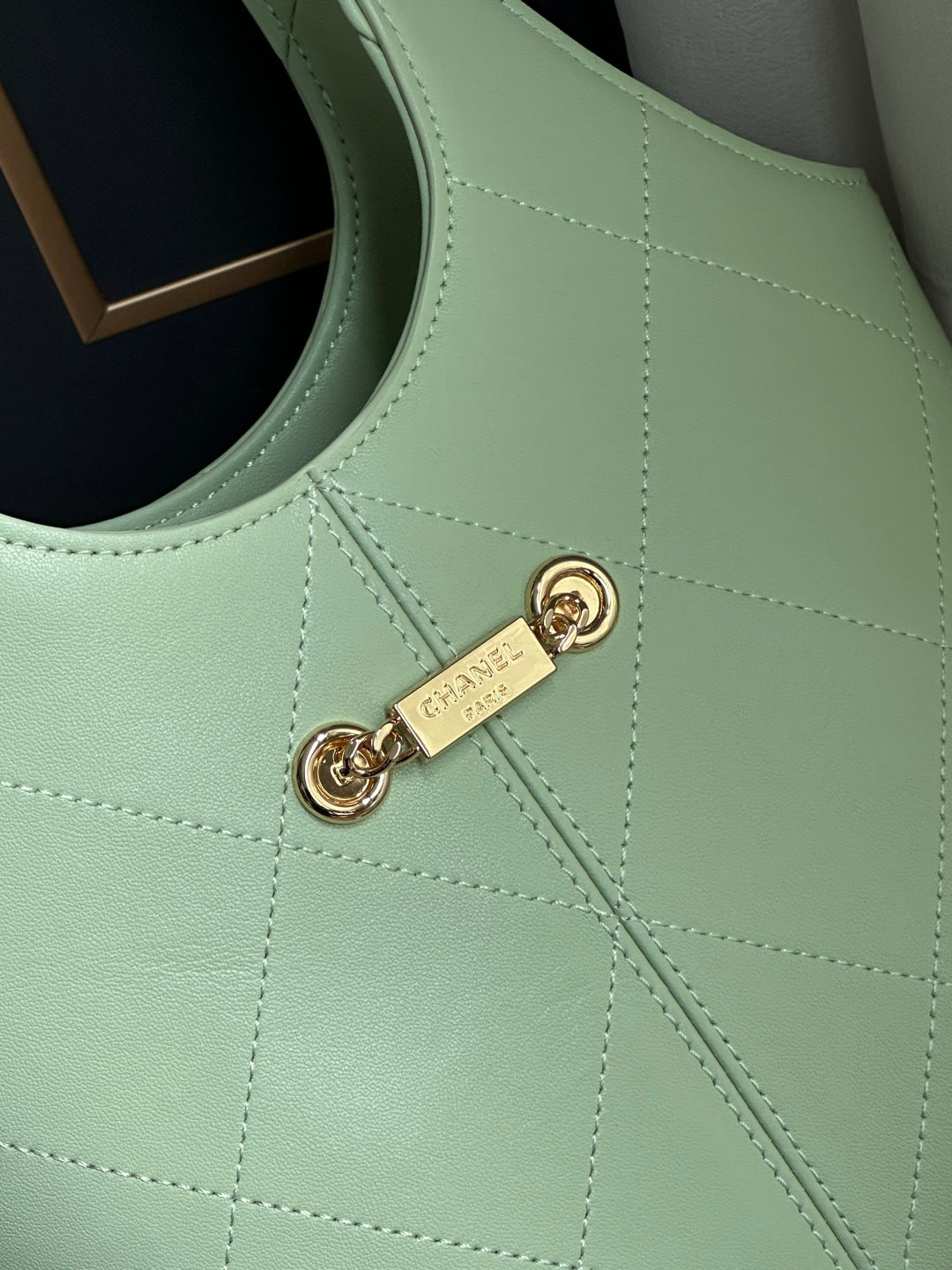 Chanel 2026 Basket Hobo Bag 27.5cm Green Calfskin