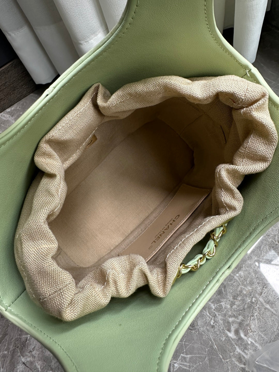 Chanel 2026 Basket Hobo Bag 27.5cm Green Calfskin