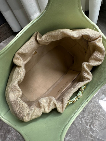 Chanel 2026 Basket Hobo Bag 27.5cm Green Calfskin