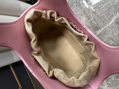 Chanel 2026 Basket Hobo Bag 27.5cm Pink Calfskin