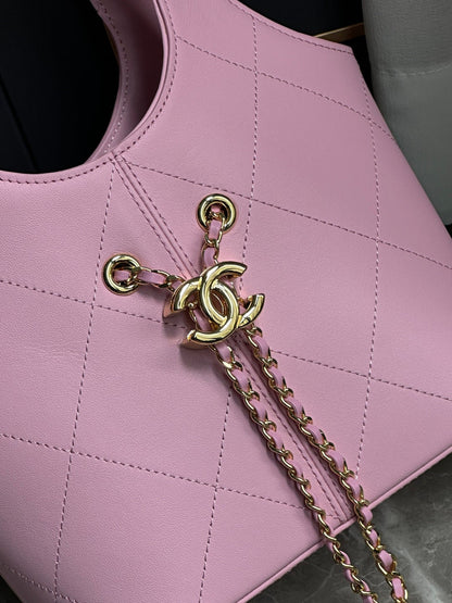 Chanel 2026 Basket Hobo Bag 27.5cm Pink Calfskin