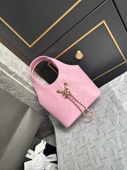 Chanel 2026 Basket Hobo Bag 27.5cm Pink Calfskin