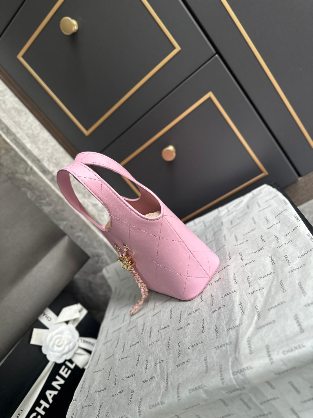 Chanel 2026 Basket Hobo Bag 27.5cm Pink Calfskin