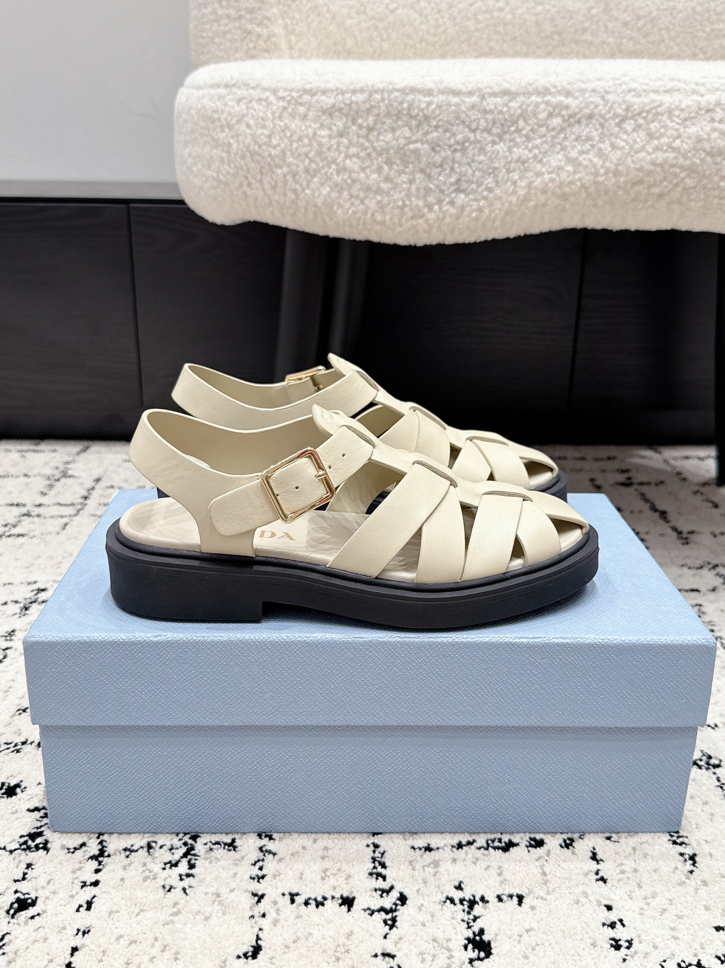 Prada 2026 Fisherman Sandals Retro Cowhide Leather 769834