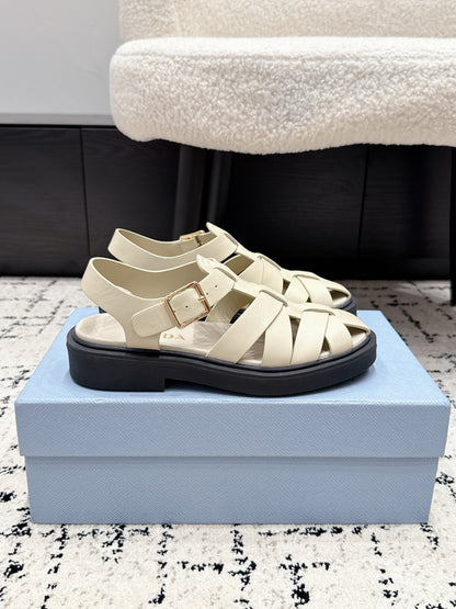 Prada 2026 Fisherman Sandals Retro Cowhide Leather 769834
