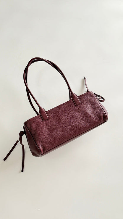 Chanel 2026 Shopping Bag 30.5cm Burgundy Red Grained Calfskin