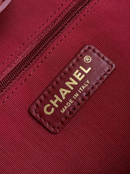 Chanel 2026 Stitched Shopping Bag 36cm Red Calfskin 348239