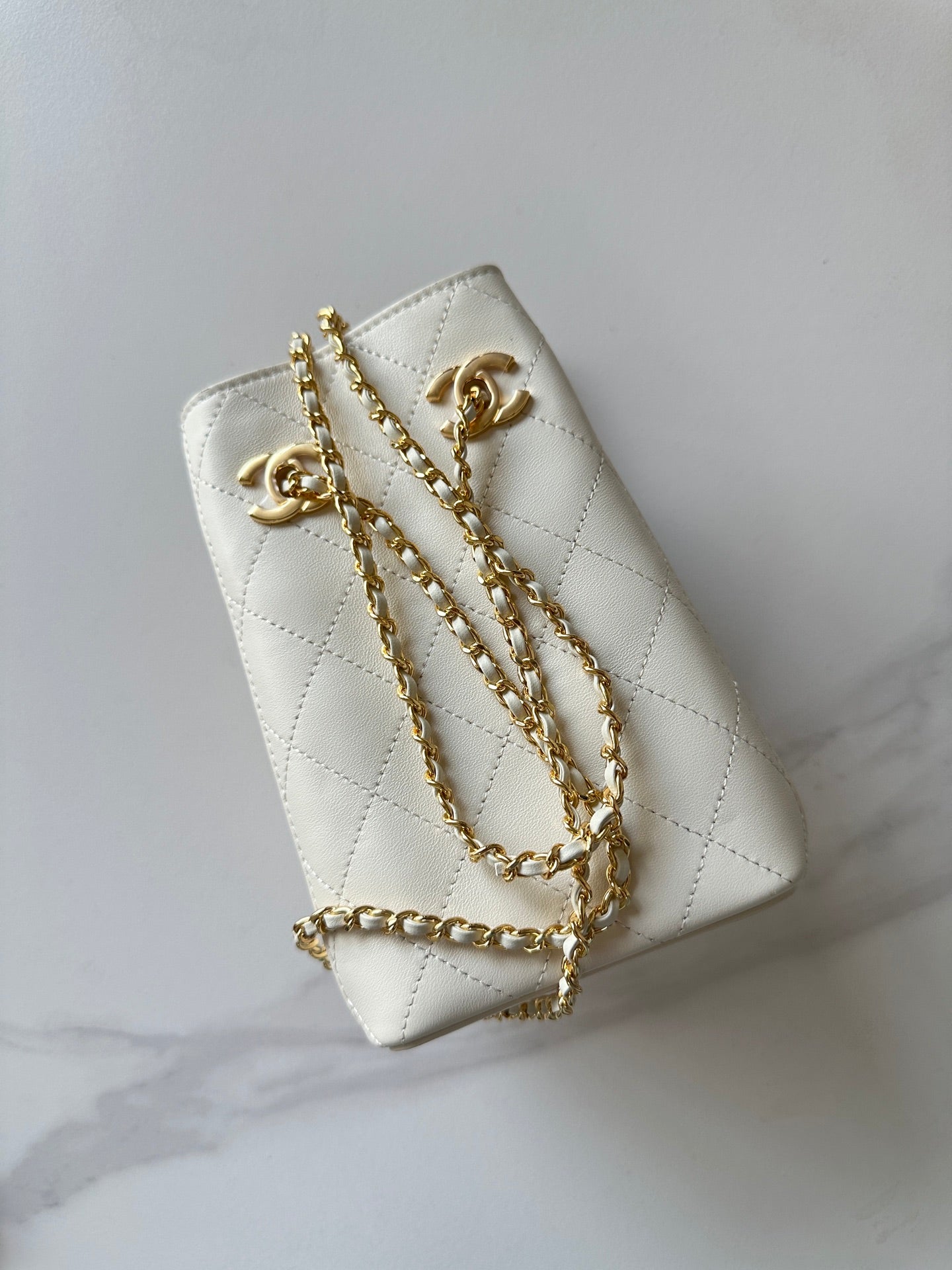 Chanel 2026 Bucket Bag 18cm Lambskin Suede Denim