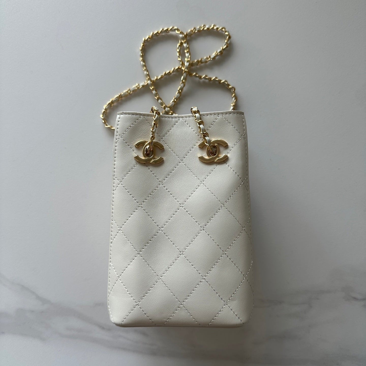 Chanel 2026 Bucket Bag 18cm Lambskin Suede Denim