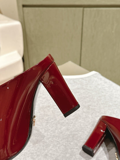 PRA 2026S High Heel Mule 75 Dark Red Patent Leather 657676