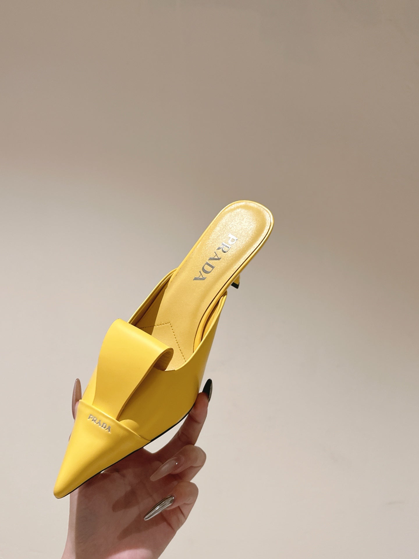 PRA 2026S High Heel Mule 80 Yellow Sheepskin 657668