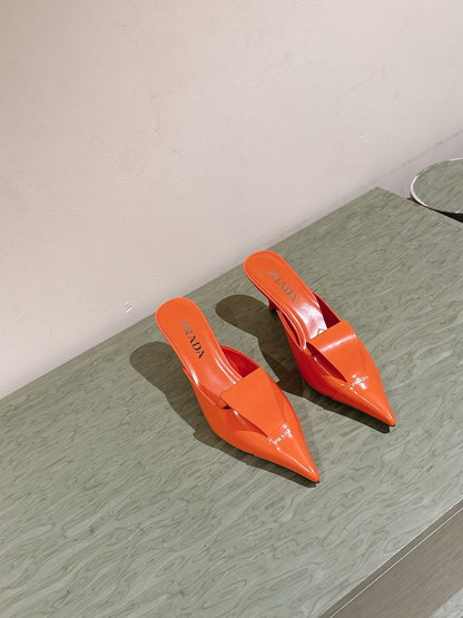 PRA 2026S High Heel Mule 80 Orange Sheepskin 657669