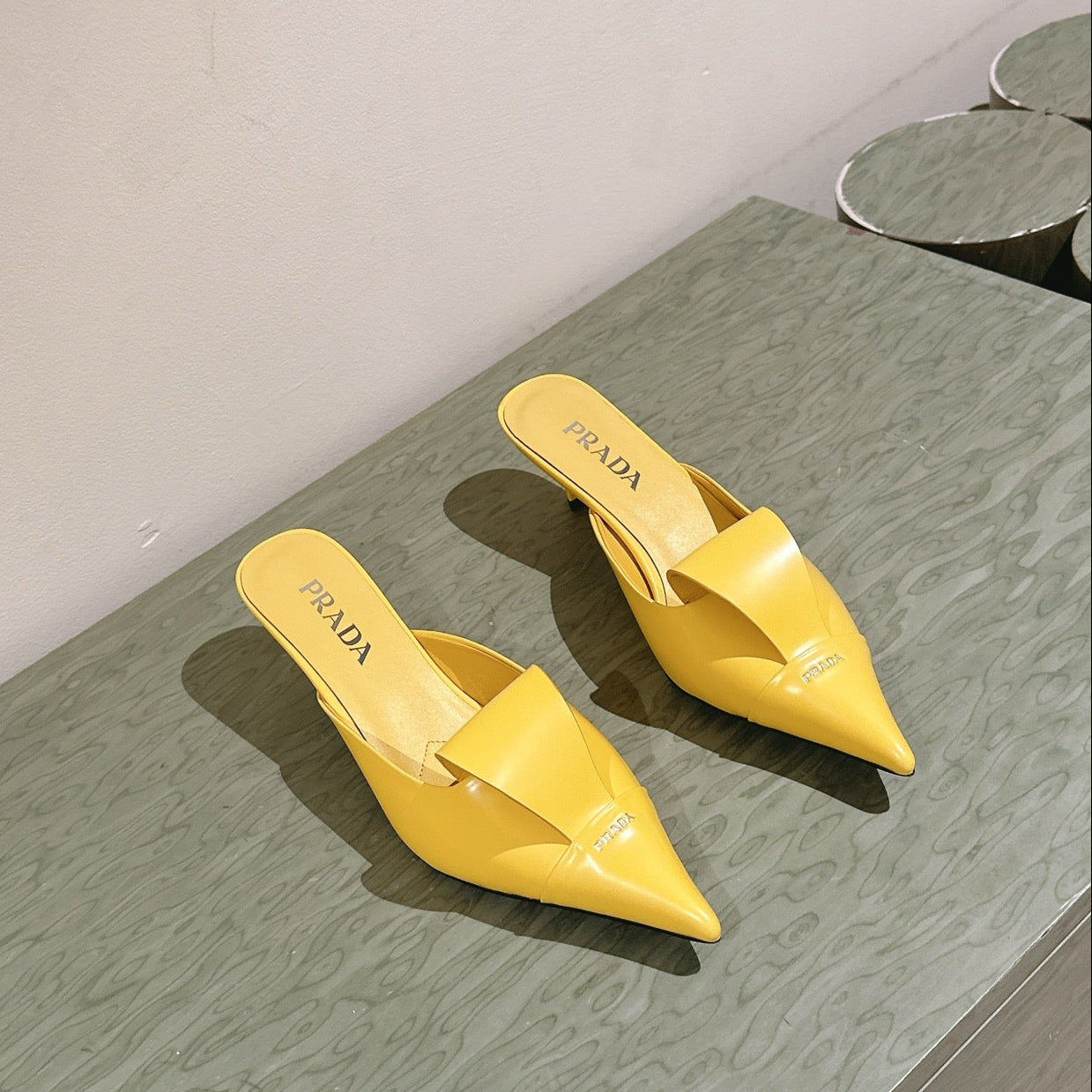 PRA 2026S High Heel Mule 65 Yellow Sheepskin 657673