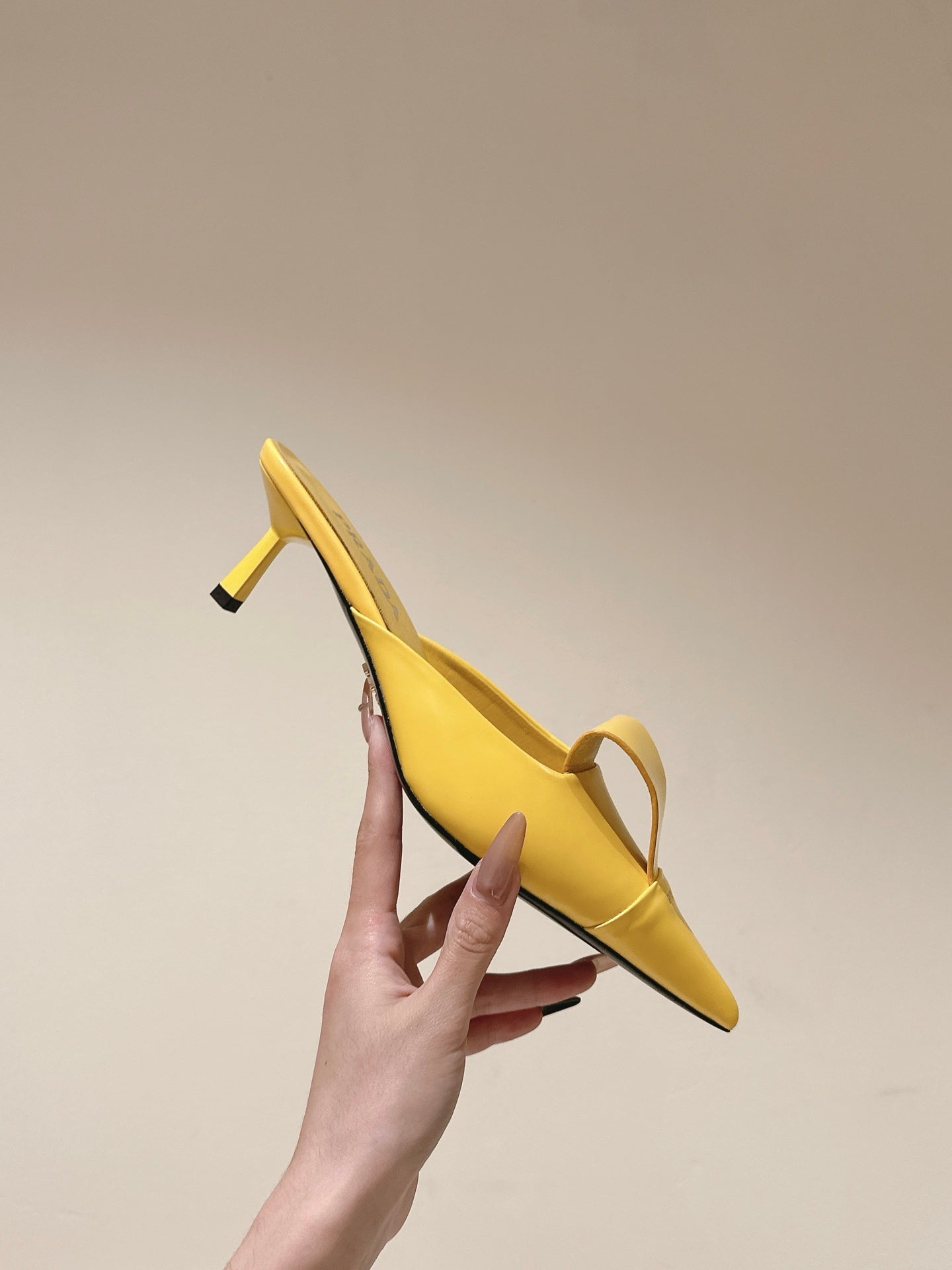 PRA 2026S High Heel Mule 65 Yellow Sheepskin 657673