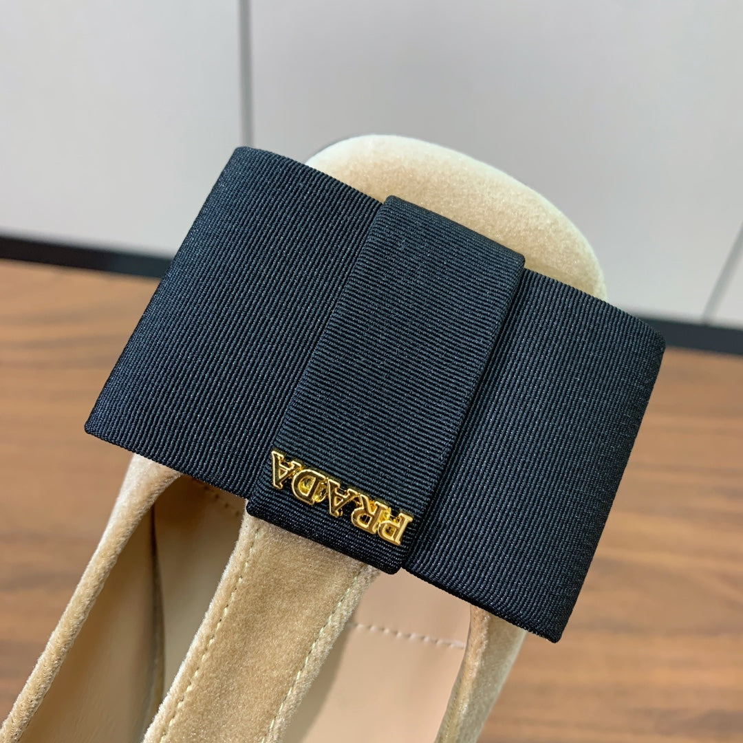 Prada 2026 T-strap Mary Janes 25mm Bow Calfskin Leather 792681