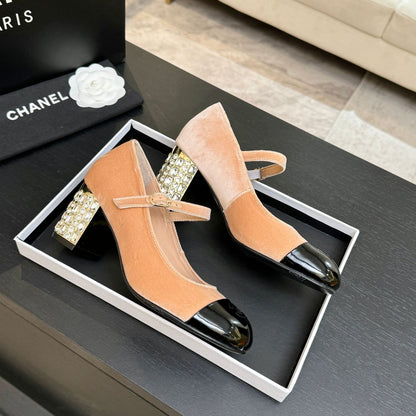 CC 2026 Mary Jane 65 Beige Black Velvet Leather  700646