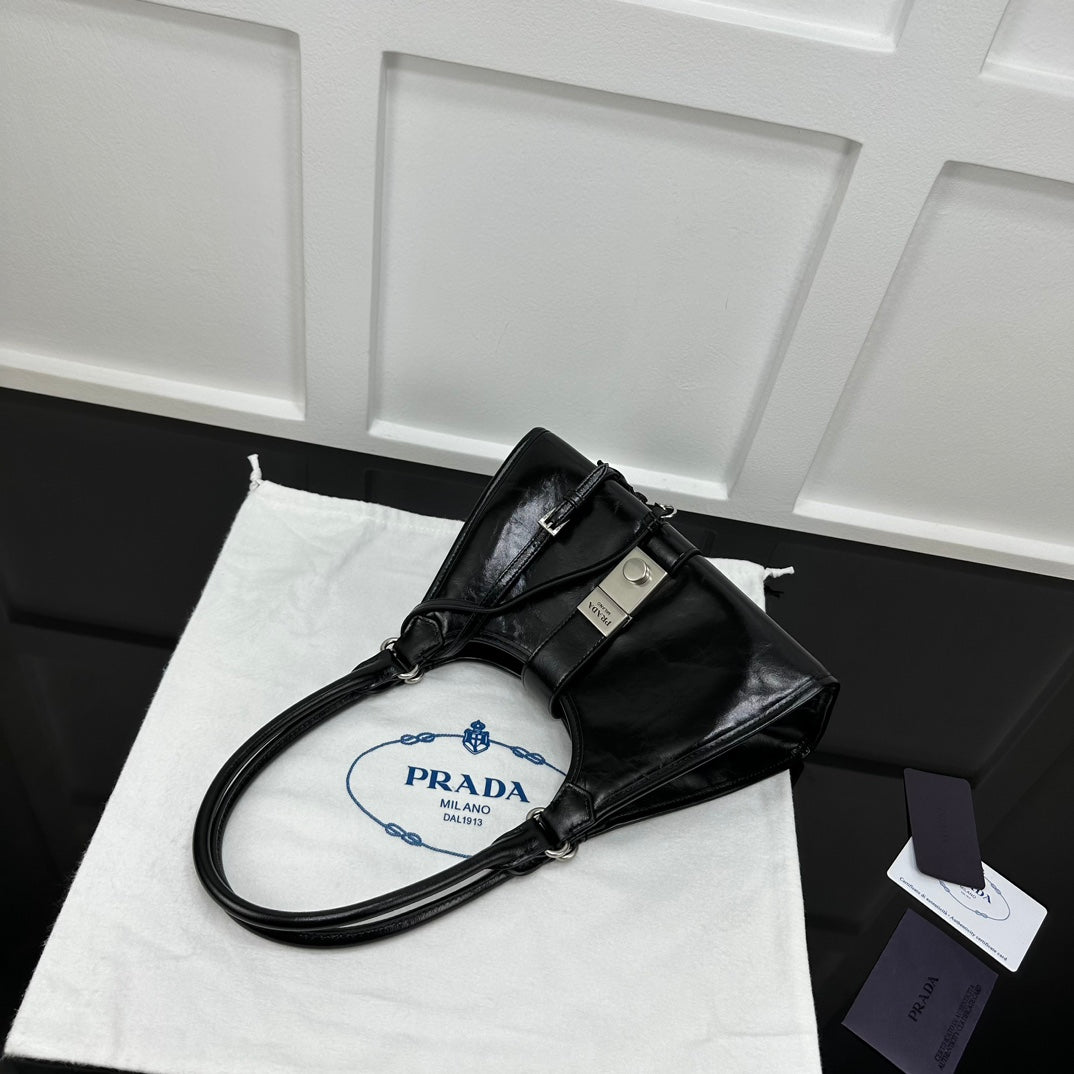Prada 2026 Soft Lux Medium Tote Bag 26cm Patent Calfskin