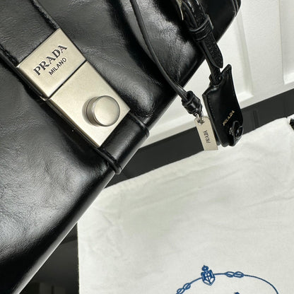 Prada 2026 Soft Lux Medium Tote Bag 26cm Patent Calfskin