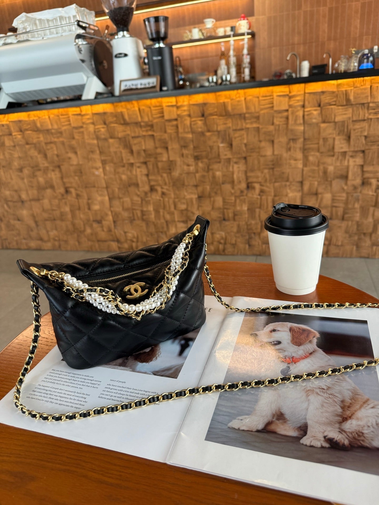 Chanel 2026 Pearl Chain Lunch Box 23.5 Black Sheepskin