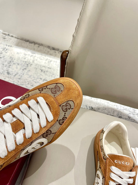 GG 26 Sneaker Camel Brown Canvas Suede 632820