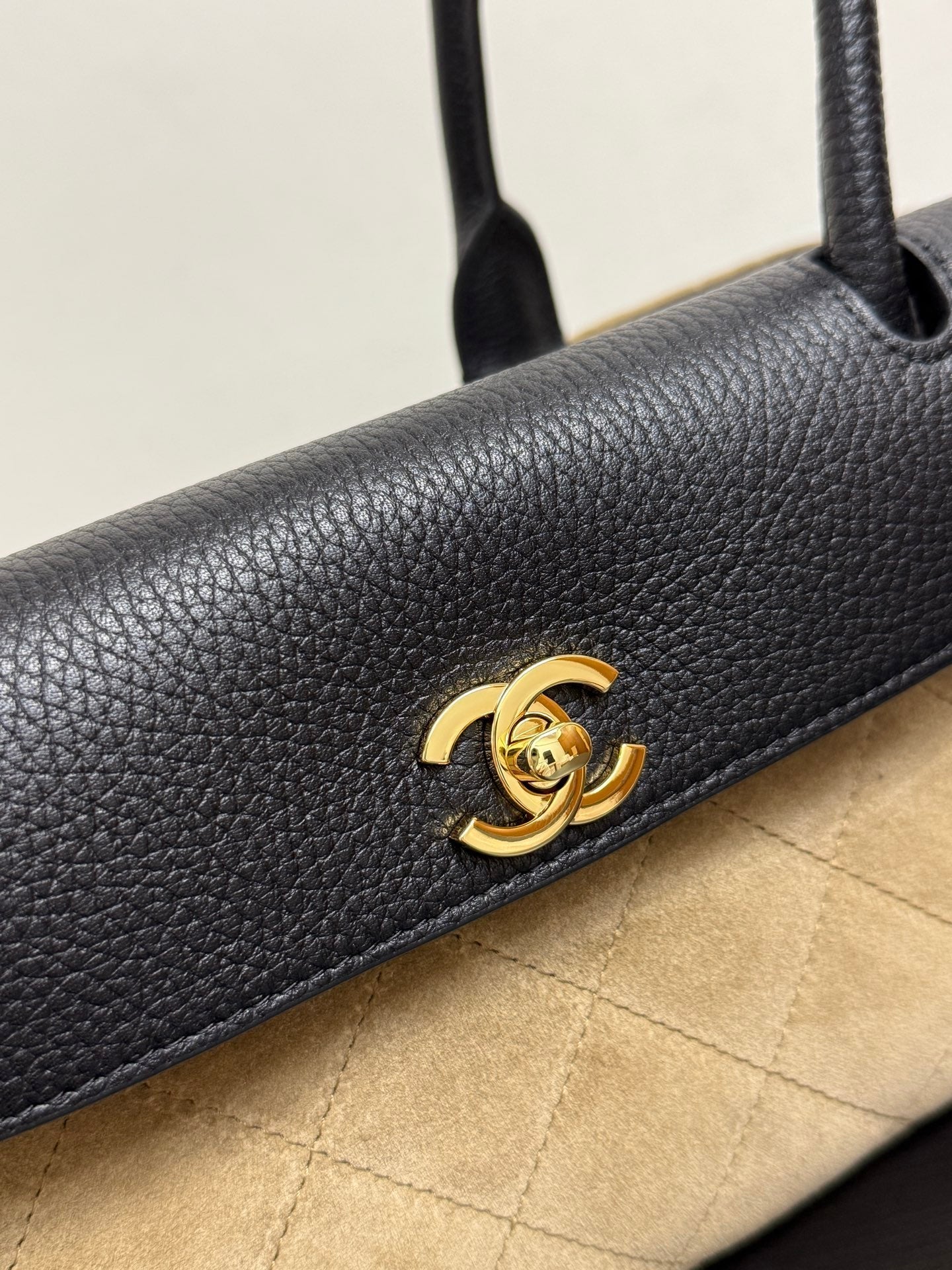 Chanel 2026 Urban Essential East West Bag 31cm Black Beige Suede Leather