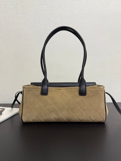 Chanel 2026 Urban Essential East West Bag 31cm Black Beige Suede Leather