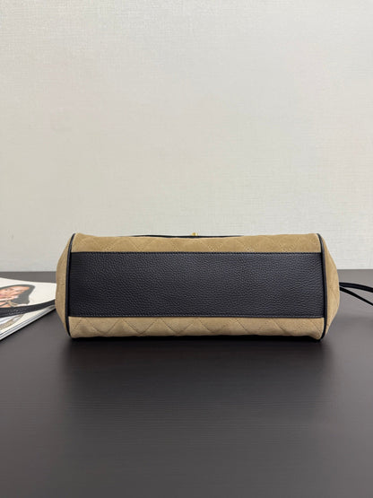 Chanel 2026 Urban Essential East West Bag 31cm Black Beige Suede Leather
