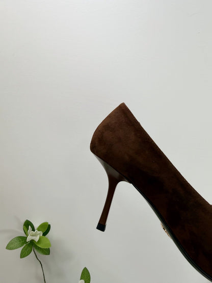 PRA 26SS High Heels Pumps 75 Dark Brown Suede 592358