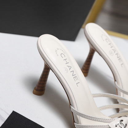 Chanel 2026 High-heeled Sandals With Delicate Bow 80mm White Cowhide 758427
