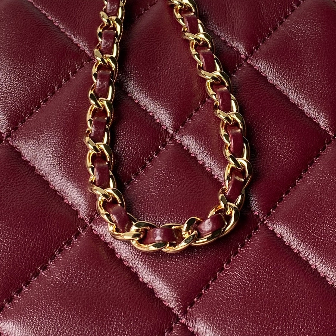 Chanel 2026 Shopping Bag 24.5cm Burgundy Lambskin