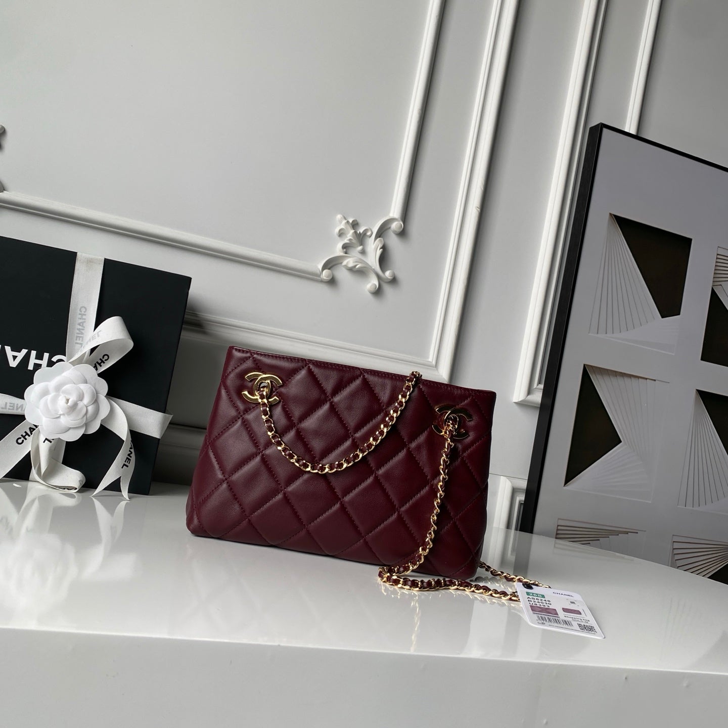 Chanel 2026 Shopping Bag 24.5cm Burgundy Lambskin