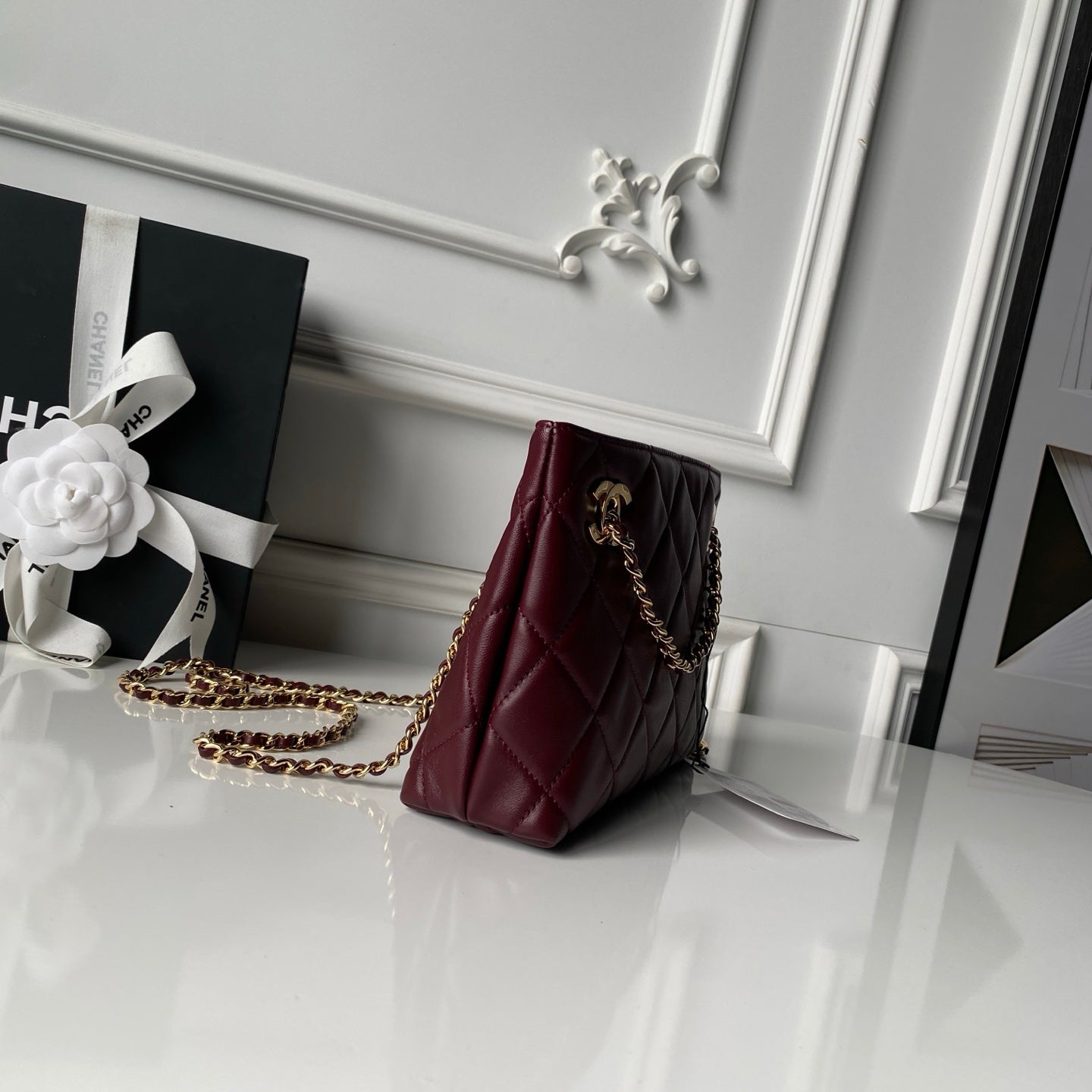 Chanel 2026 Shopping Bag 24.5cm Burgundy Lambskin