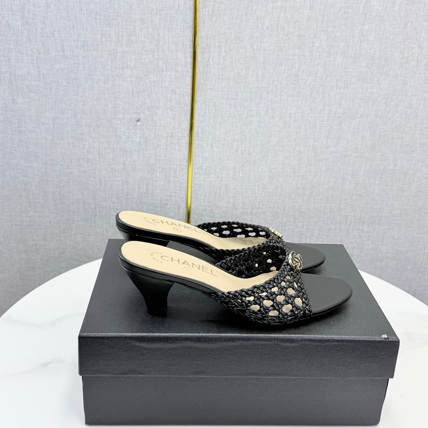Chanel 2026 Mules 40mm Woven Sheepskin 801634