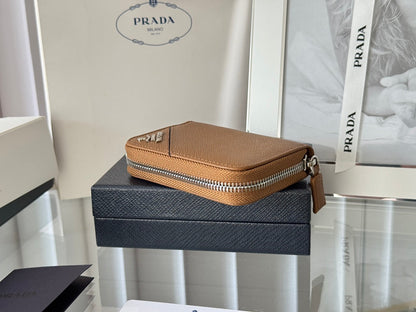 Prada 2026 Cardholder Zipper Bag 10cm Calfskin